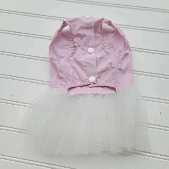 Set Of 2 Cute Bow Pet Dog Dress Harness Tulle Jean Blue Pink Bow Pink Sz M - Picture 8 of 10